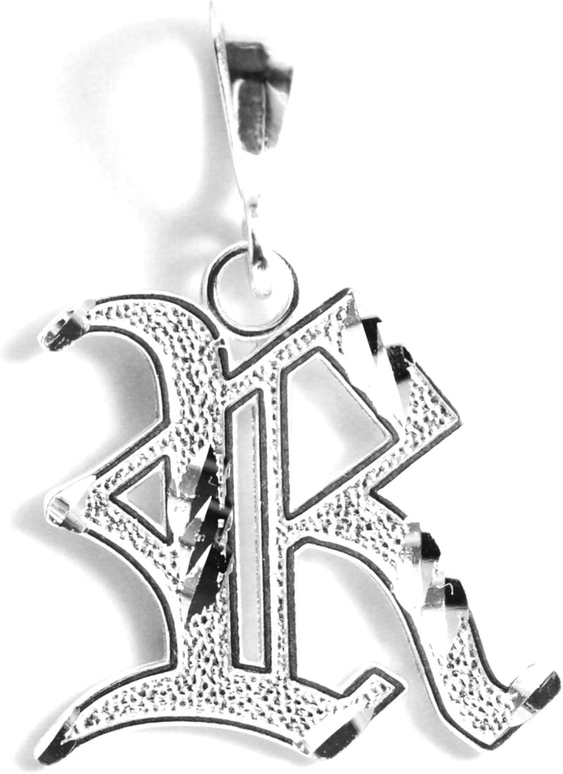Deidreamers Personalized Gothic Old english Sterling Silver Initial A-Z Pendant. - Image 1
